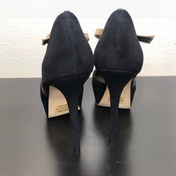 Report Signature Black Leather Gold High Heels - Picture 4 of 9